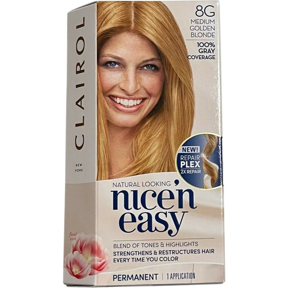 3 Boxes Clairol Nice'n Easy Permanent Hair Color, 8G Medium Golden Blonde